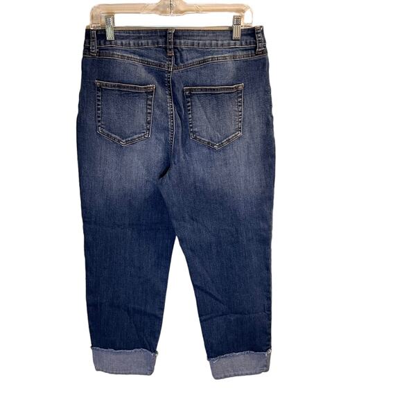 Kaari High Rise Straight Crop Jeans Women's 10 Cuffed Hem Medium Wash Blue - Picture 5 of 15